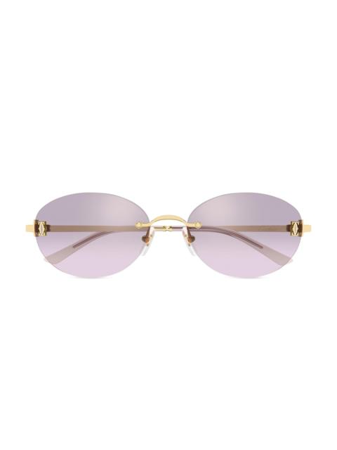 Cartier Women's Double C 54MM 24K-Gold-Plated Oval Sunglasses - Gold Lilac