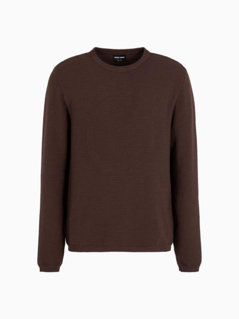 Virgin-wool blend crew-neck jumper with jacquard logo