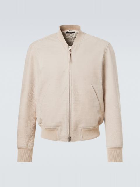 TOM FORD Printed leather bomber jacket