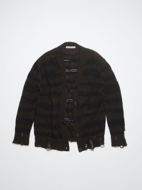 Distressed stripe cardigan - Warm Charcoal Grey/Black