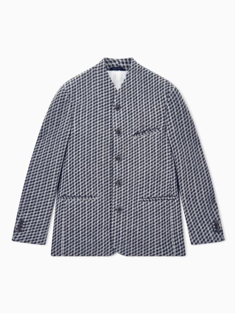 GIORGIO ARMANI BLAZER REGULAR FIT GEOMETRIC WOOL AND CASHMERE JACQUARD