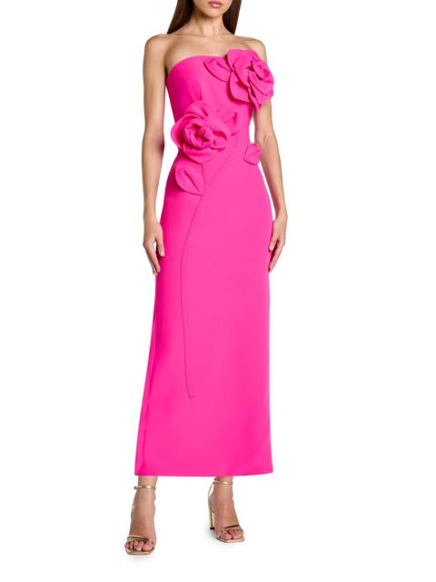 MAC DUGGAL Women's Floral Embellished Crepe Strapless Maxi Dress - Hot Pink