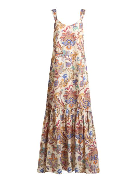 Etro Tiered Cotton Maxi Dress multi