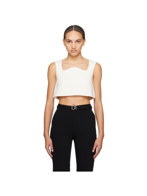 RECTO White Curved Neck Tank Top