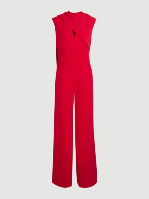 KAREN MILLEN Tailored Crepe Cape Asymmetric Cape Neck Detail Jumpsuit