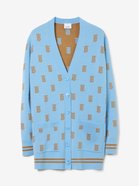 Burberry Monogram Wool Silk Blend Oversized Cardigan