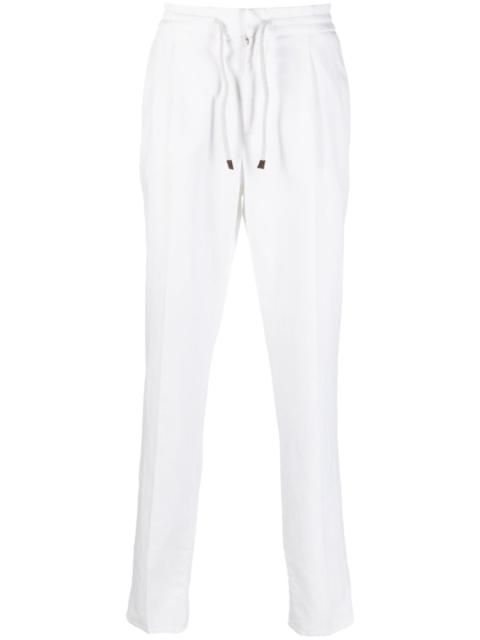 drawstring-waist straight-leg trousers