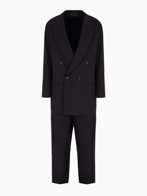 EMPORIO ARMANI Double-breasted suit in virgin wool crêpe
