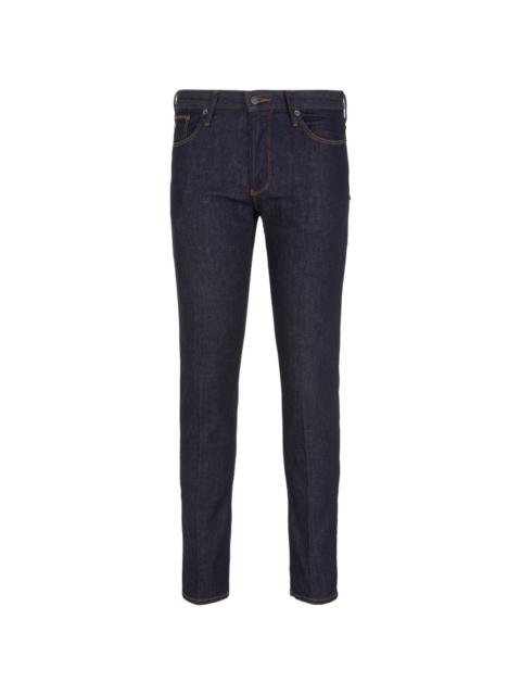 contrast-stitching straight-leg jeans