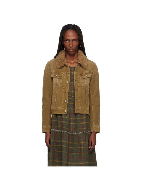 R13 Khaki Skinny Trucker Jacket