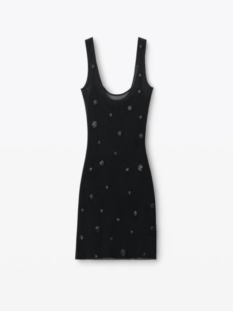 Alexander Wang Sheer Stretch Tank Dress with Engineered Trapped Gems