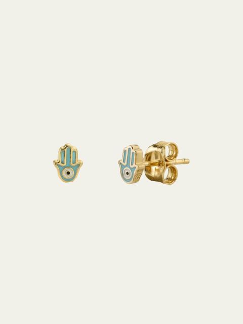 SYDNEY EVAN 14k Yellow Gold Mini Enamel Hamsa Stud Earrings