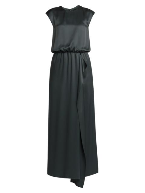 GIORGIO ARMANI Women's Double Silk Satin Maxi Dress - Forest