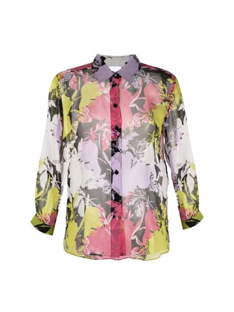PATOU floral print sheer blouse