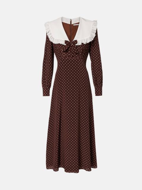 Alessandra Rich Polka-dot ruffled silk midi dress