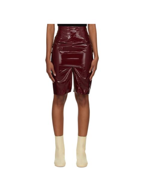 Raf Simons Red Vented Faux-Leather Midi Skirt