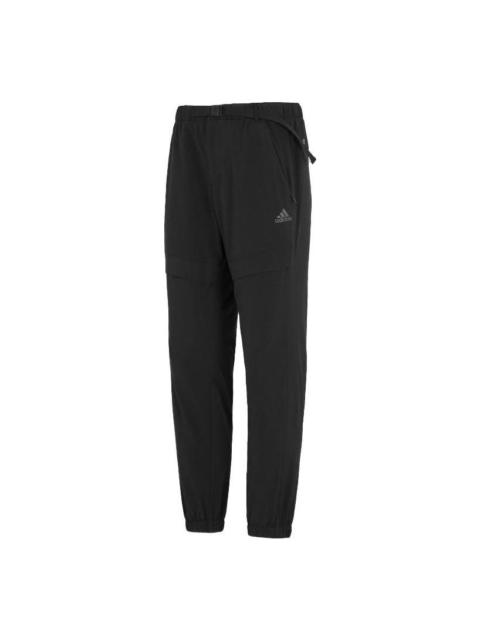 Men's adidas Solid Color Bundle Feet Woven Casual Sports Pants/Trousers/Joggers Black HE7362