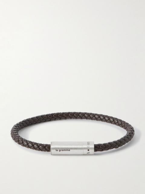 le gramme 7g Sterling Silver and Leather Cable Bracelet Brown