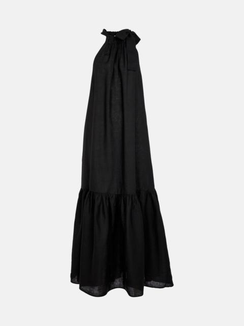 ASCENO Ibiza linen maxi dress