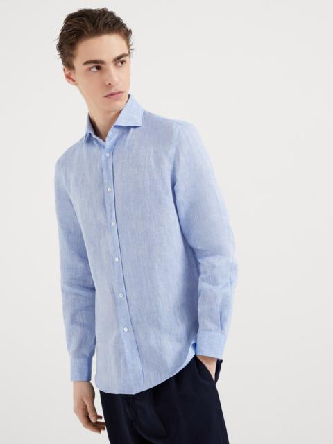 Linen easy fit shirt with spread collar