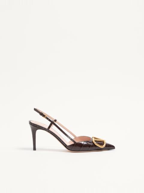 Valentino VLOGO SIGNATURE SLINGBACK PUMPS IN 80MM PRINTED CALFSKIN
