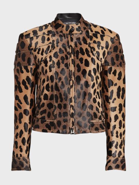 TOM FORD Cheetah-Print Cowhide Moto Jacket