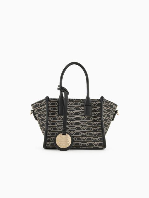 EMPORIO ARMANI Small shopper bag with all-over monogram print