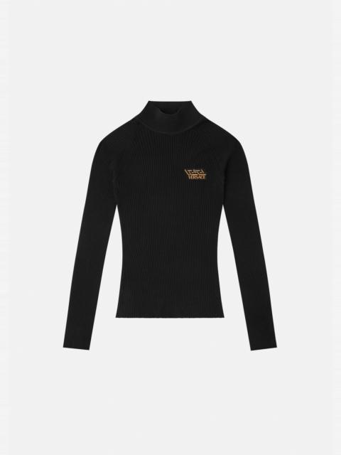 VERSACE La Greca Accent Wool Sweater