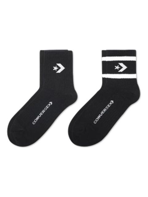 Converse Converse Core Twin Pack Mid-Crew Quarter Socks 'Black' 10021594-A02