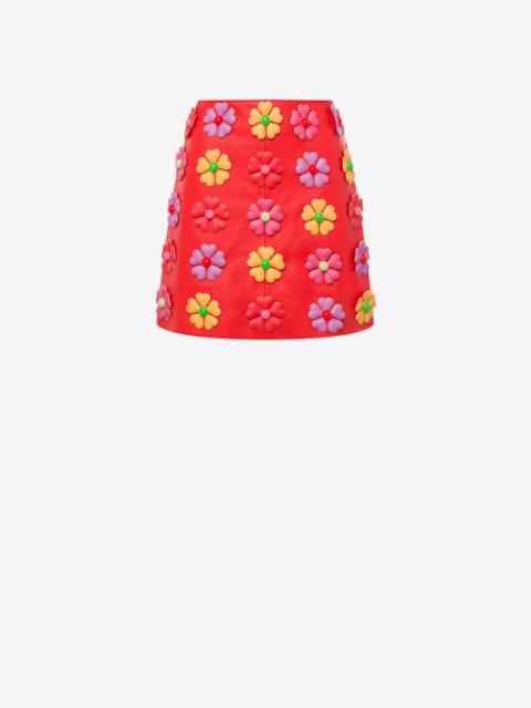 Moschino ALL-OVER FLOWERS NAPPA LEATHER SKIRT