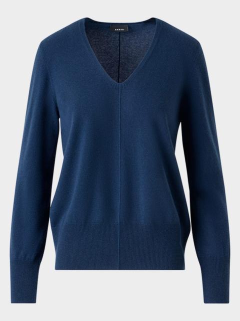AKRIS V-Neck Pure Cashmere Knit Sweater