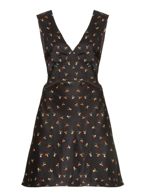 Victoria Beckham Printed Hammered Satin Mini Slip Dress floral
