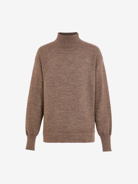 Elbow patch high-neck sweater