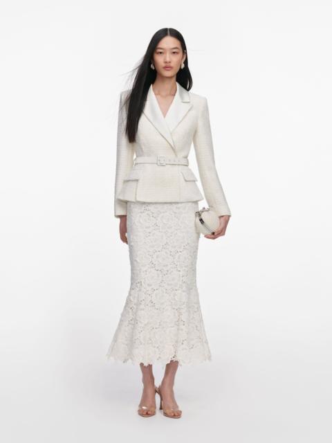 self-portrait Cream Boucle Flower Lace Midi Dress