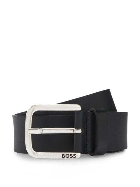 BOSS BUFFALO-LEATHER BELT WITH BRANDED PIN BUCKLE