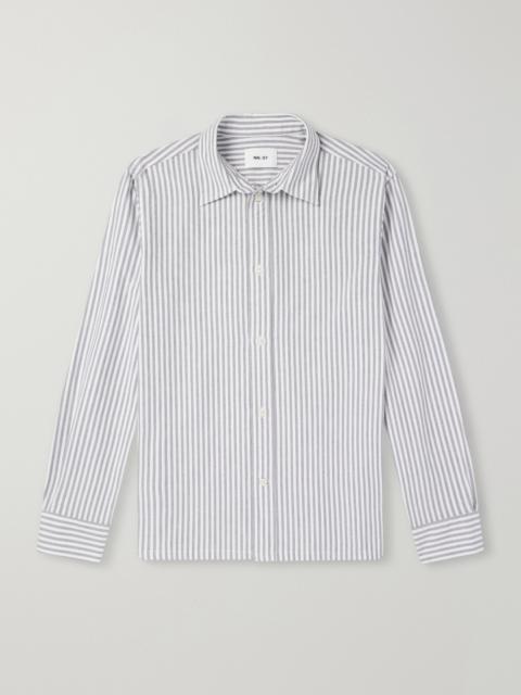 NN07 Colby 5910 Button-Down Collar Striped Organic-Cotton Oxford Shirt