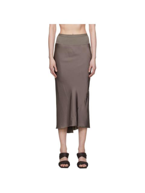 Rick Owens Gray Hollywood Knee Bias Midi Skirt