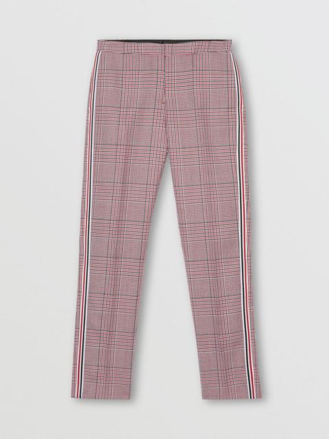 Burberry Side Stripe Houndstooth Check Wool Tailored Trousers