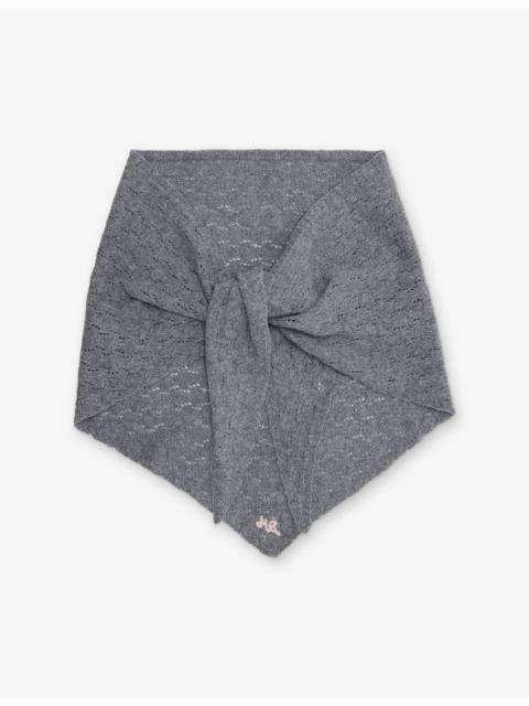 DAMSON MADDER. Large Triangle Pointelle Wool Scarf