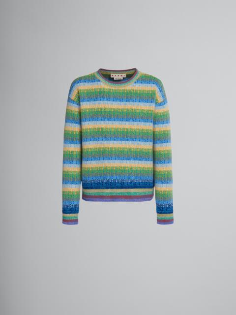 WOOL TOP WITH MULTICOLOUR STRIPES AND JACQUARD LOGO