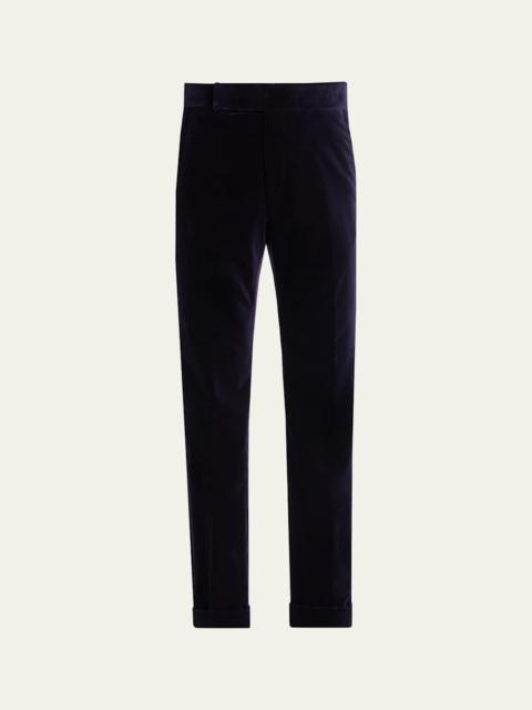 TOM FORD Men's Cotton Velvet Straight Leg Flat-Front Trousers