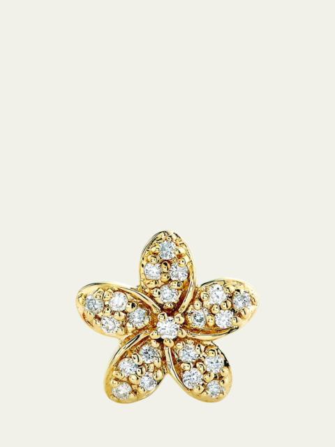 SYDNEY EVAN Yellow Gold Plumeria Diamond Flower Stud Earring, Single