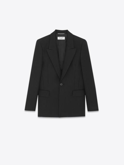 SAINT LAURENT single-breasted jacket in striped linen, wool and silk