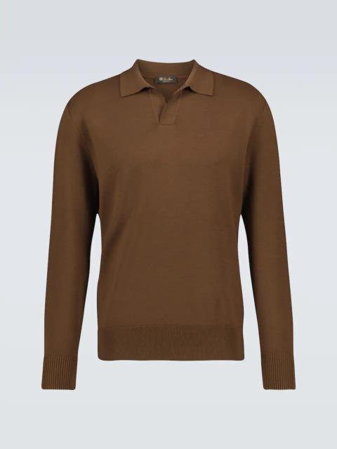 Wool long-sleeved polo shirt