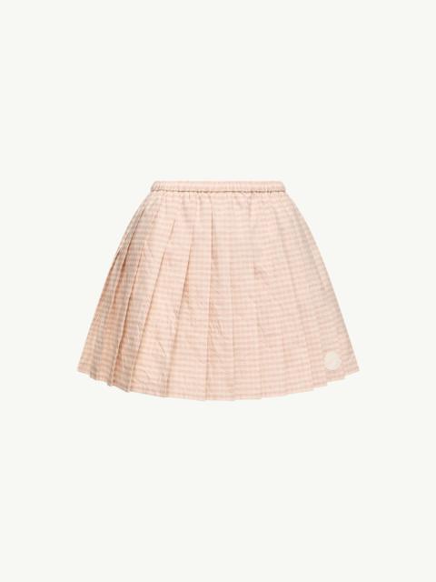Moncler Vichy Cotton Blend Pleated Mini Skirt