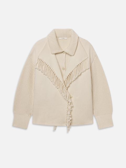 FRAME The Cropped Jacquard Fringe Coat