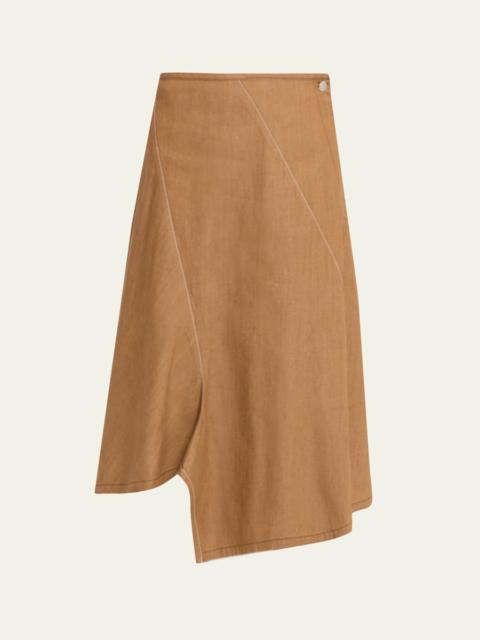 6397 Diagonal Denim Midi Skirt