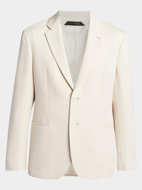 GIORGIO ARMANI Men's Silk and Nylon Jacquard Single-Breasted Blazer