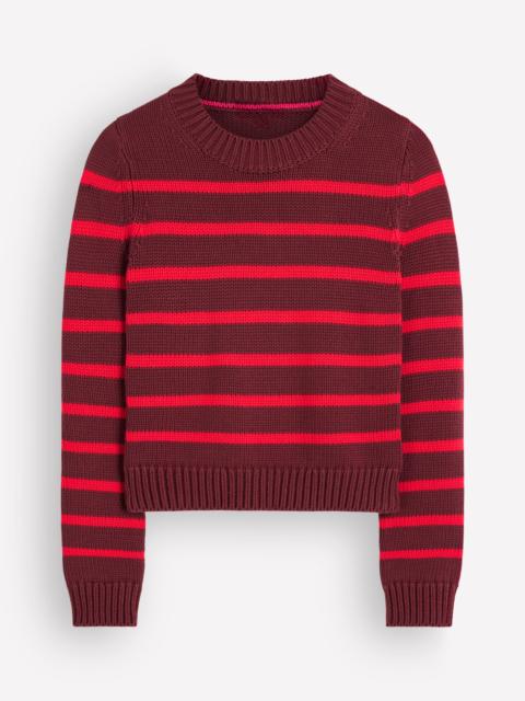 BODEN Lucy Chunky Cotton Sweater-Chestnut, Poppy Red