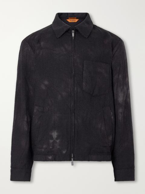 BARENA Garment-Dyed Houndstooth Wool Blouson Jacket